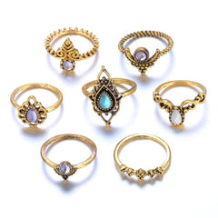 7pcs/Set Vintage Silver Stack Ring