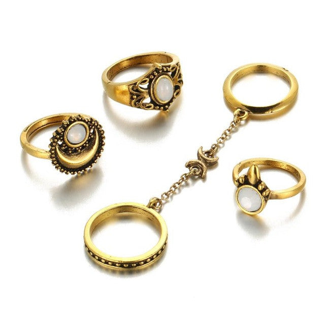 5pcs/Set Boho Beach Flower Tibetan